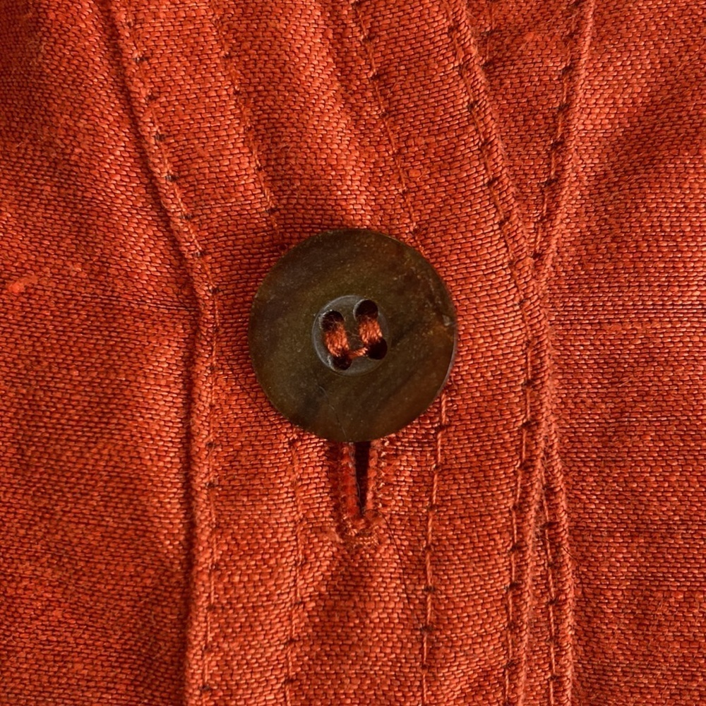 Tesori Linen Tunic Button Up Top Orange Shimmer S Old Money Resortwear Lagenlook - Picture 5 of 12